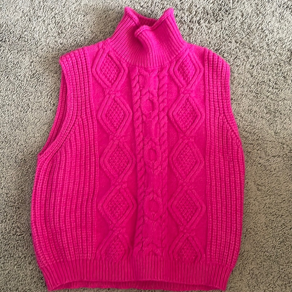 Pink turtleneck sweater vest